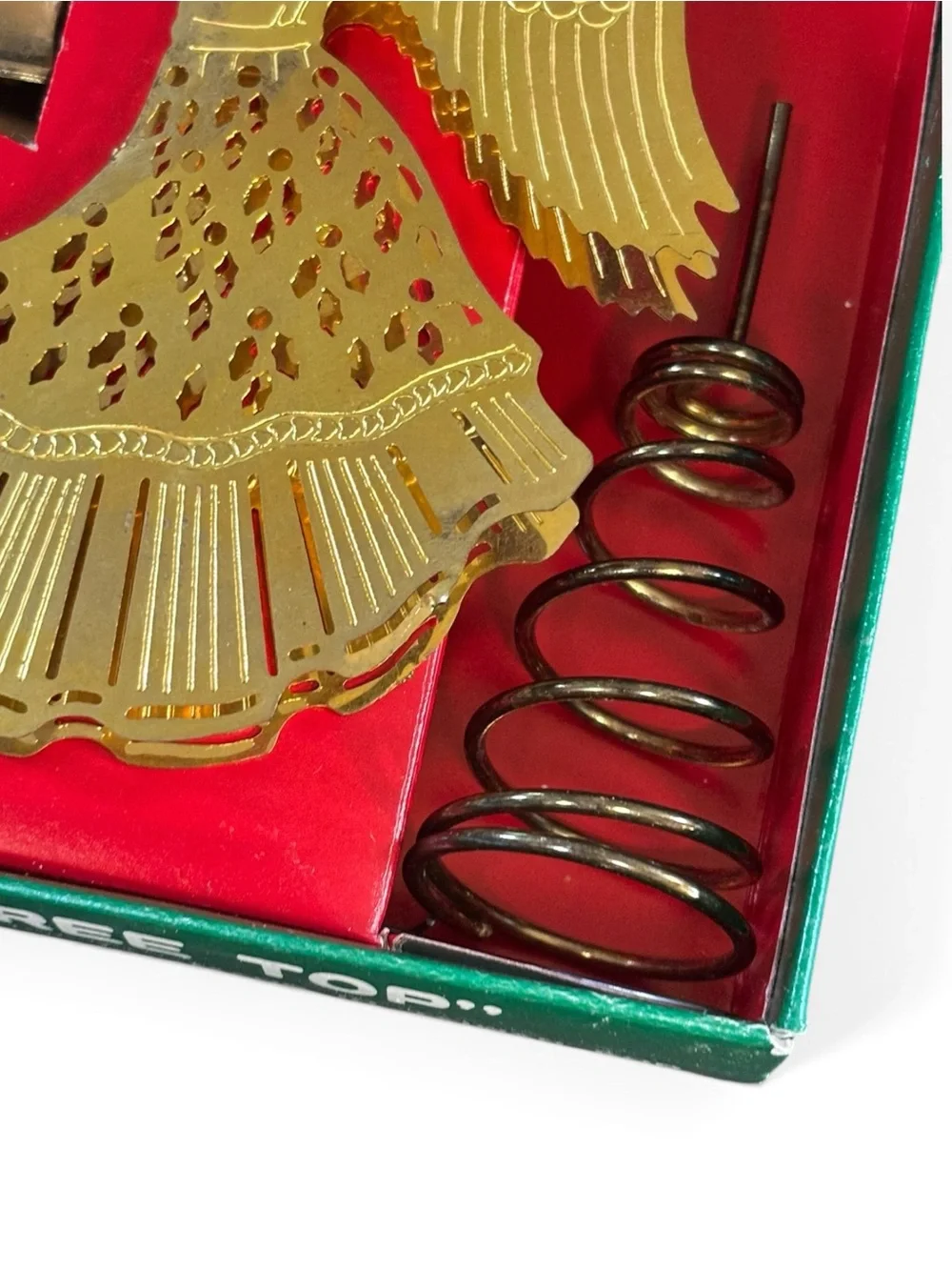 Vintage Christmas Around The World Brass Angel Tree Topper With Star Bell In Box